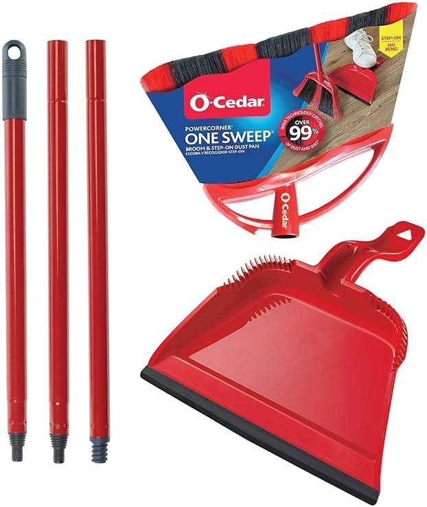 O-Cedar One Sweep Broom & Step-On Dustpan Set | Patented Wave Bristles Remove Over 99% of Dirt in One Pass | Lightweight & Quiet for Pet-Friendly Cleaning - Image 22