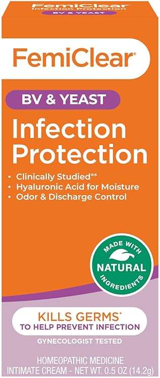 FemiClear BV & Yeast Infection Protection Cream, 0.5 Oz, Helps Protect from Odor, Discharge, and Imbalance, Soothing & Moisturizing Feminine Care with Hyaluronic Acid, Natural Ingredients - Image 1