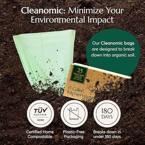 Cleanomic Compostable* Trash Bags with Drawstring (13 Gallon, 25 Units, Tall), BPI Certified For Kitchen Compost - Image 4