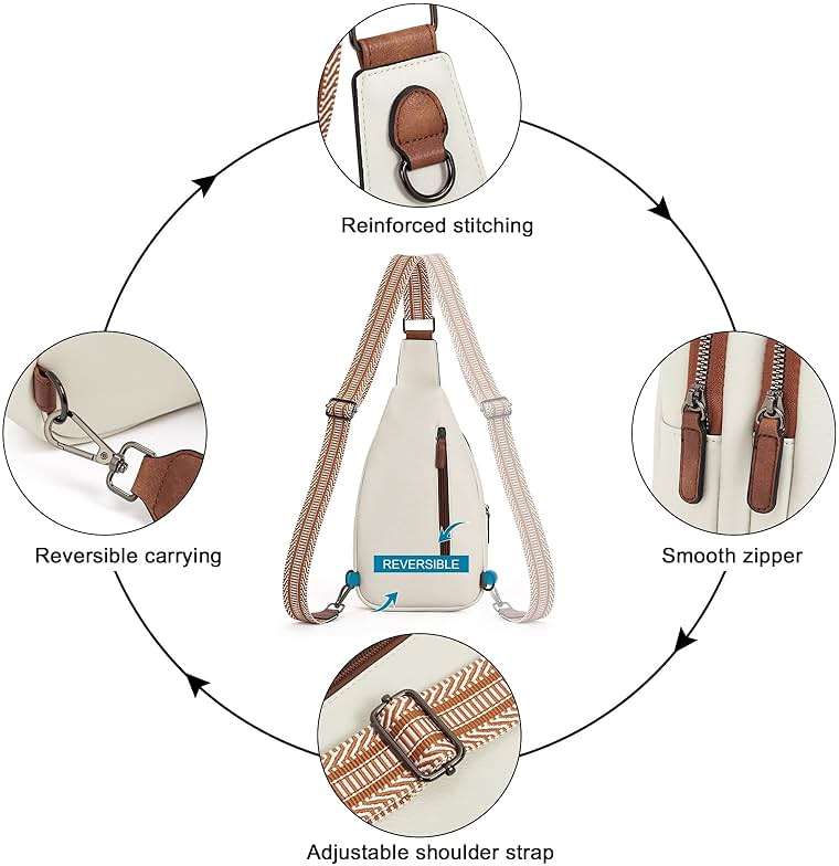 CLUCI Crossbody Bags for Women Men,Leather Sling Bag Cross Body Backpack for Woman Gifts for Women Birthday Unique - Image 5