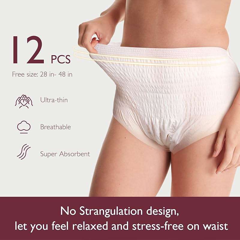 Momcozy Postpartum Disposable Underwear, 12 PCS No Leak New-Thin Built-in Pad Self-Absorbent Free-Move Period Underpants for Women Mothers Moms Labor Delivery Care White - Image 2
