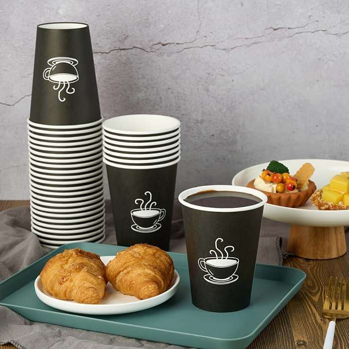 TV TOPVALUE 360 Pack 8 oz Paper Coffee Cups, Disposable Black Paper Cups for Hot Beverage, Drinking Water, Used for Cafes, Offices and Events - Image 2