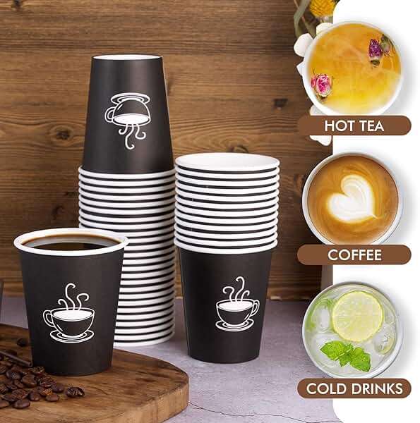 TV TOPVALUE 360 Pack 8 oz Paper Coffee Cups, Disposable Black Paper Cups for Hot Beverage, Drinking Water, Used for Cafes, Offices and Events - Image 5