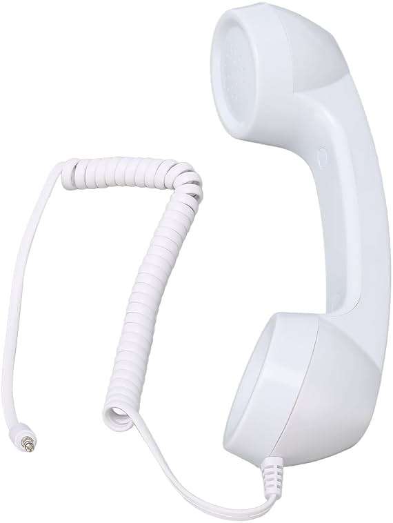 Retro 3.5mm Telephone Handset, Cell Phone Handset , Microphone Handset for Mobile Phone, Cell Phone Receiver Mini Handheld Receiver Cell Phone for Mobile Phones Computers (White) - Image 1