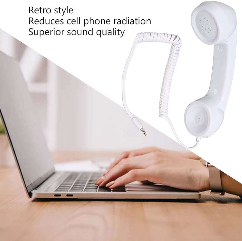 Retro 3.5mm Telephone Handset, Cell Phone Handset , Microphone Handset for Mobile Phone, Cell Phone Receiver Mini Handheld Receiver Cell Phone for Mobile Phones Computers (White) - Image 4