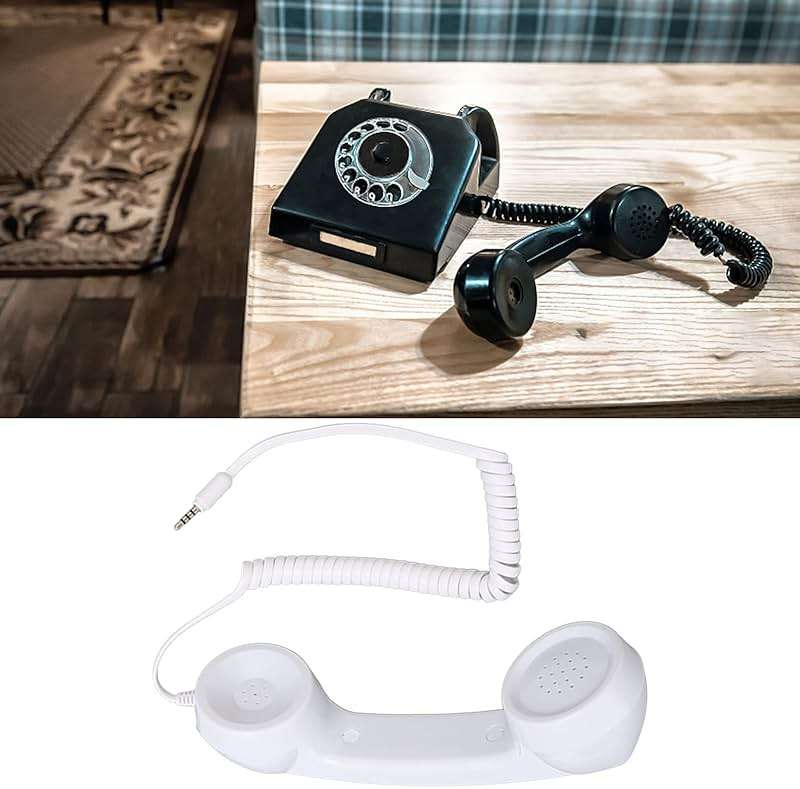 Retro 3.5mm Telephone Handset, Cell Phone Handset , Microphone Handset for Mobile Phone, Cell Phone Receiver Mini Handheld Receiver Cell Phone for Mobile Phones Computers (White) - Image 5