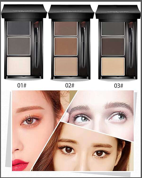 Eyebrow Powder Makeup Kit-3 Colors Eye Brow Powder Palette Long-Lasting Waterproof, Black Brown Series Brow Powder, Fill & Sculpt Full Eyebrows for Women, With Mirror, Brow Brush & Razor-Set 01 - Image 6