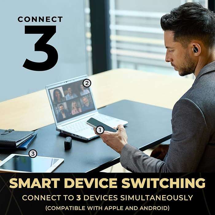 Technics Premium Hi-Fi True Wireless Bluetooth Earbuds with Advanced Noise Cancelling, 3 Device Multipoint Connectivity, Hi-Res Audio + Enhanced Calling Wireless Earbuds - EAH-AZ80-K (Black) - Image 5