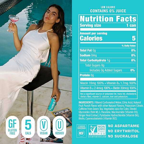 GORGIE Tropical Variety, Sugar-Free Natural Energy Drink Sparkling, Healthy Energy Drinks - Green Tea, Biotin, B Vitamins -150mg Caffeine, Vegan, & Low Calorie (Pack of 12) - Image 2