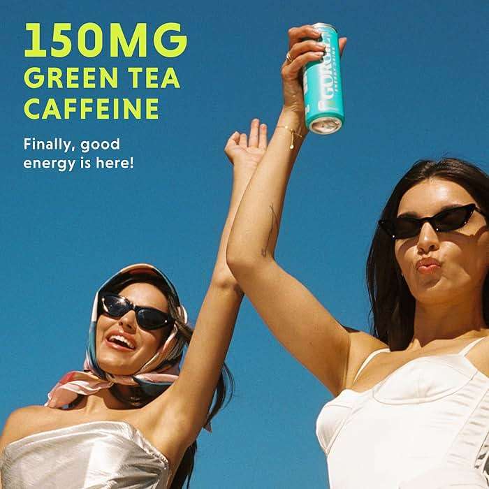 GORGIE Tropical Variety, Sugar-Free Natural Energy Drink Sparkling, Healthy Energy Drinks - Green Tea, Biotin, B Vitamins -150mg Caffeine, Vegan, & Low Calorie (Pack of 12) - Image 3