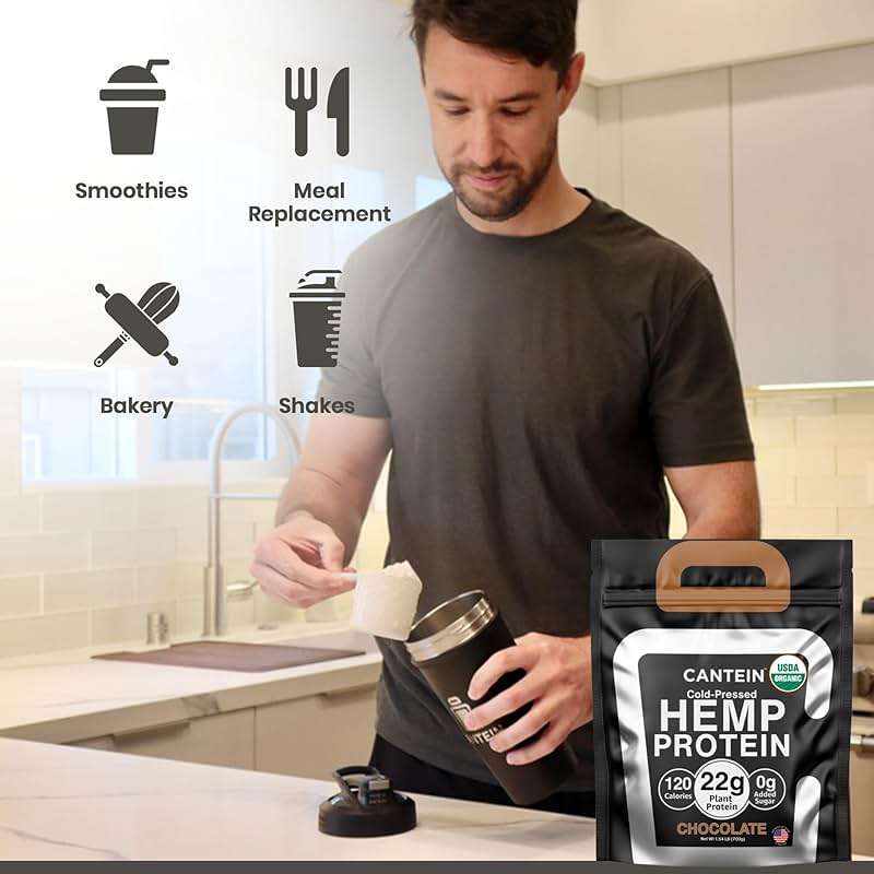 Cantein Organic Hemp Protein Powder, Vegan Plant Based, Chocolate, 700g - Image 5