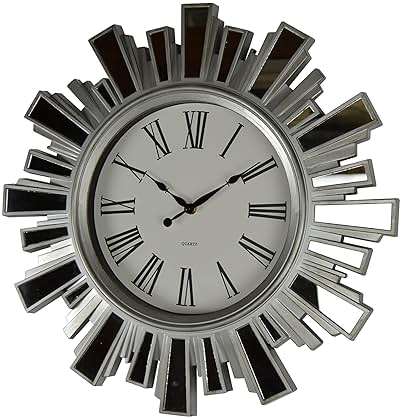3starimex = aliases) 19" Inch Silver and Mirror Starburst Wall Clock - Image 1