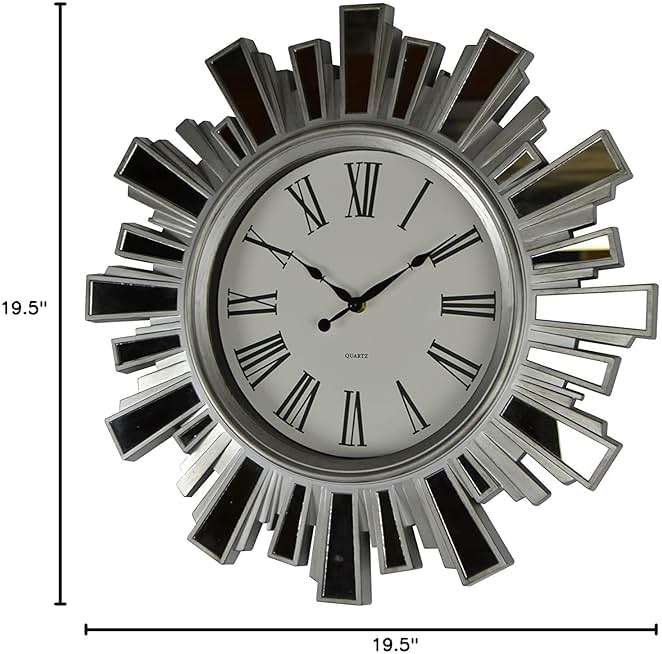 3starimex = aliases) 19" Inch Silver and Mirror Starburst Wall Clock - Image 2