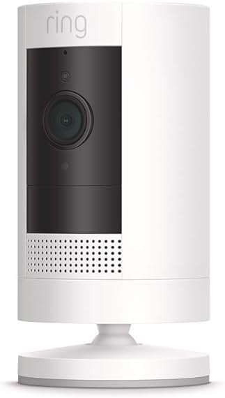 Ring Outdoor Cam (Stick Up Cam), Weather-resistant home or business security camera, outdoor ready, Live View, Color Night Vision, Two-Way Talk, motion alerts, Works with Alexa, White - Image 1