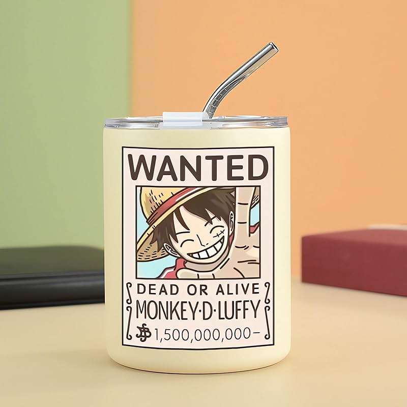 BayJew 12 oz Vacuum Insulated Tumblers with Lid and Straw, Double-Walled Stainless Steel Coffee Mug for Office Home,Cute One Piece Manga Anime Gifts - Image 2
