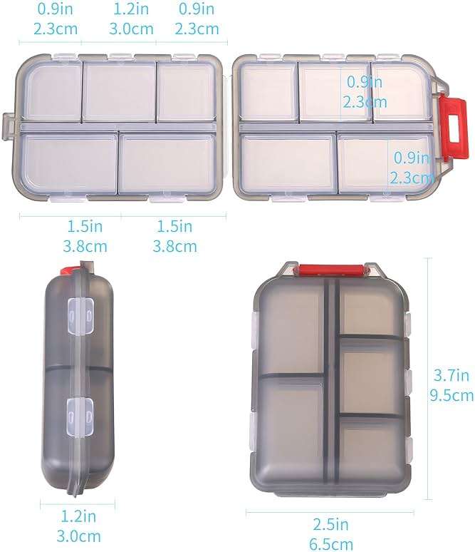 Zuihug 1Pack Travel Pill Organizer - 10 Compartments Pill Case, Compact and Portable Pill Box, Perfect for On-The-Go Storage, Pill Holder for Purse Gray - Image 3