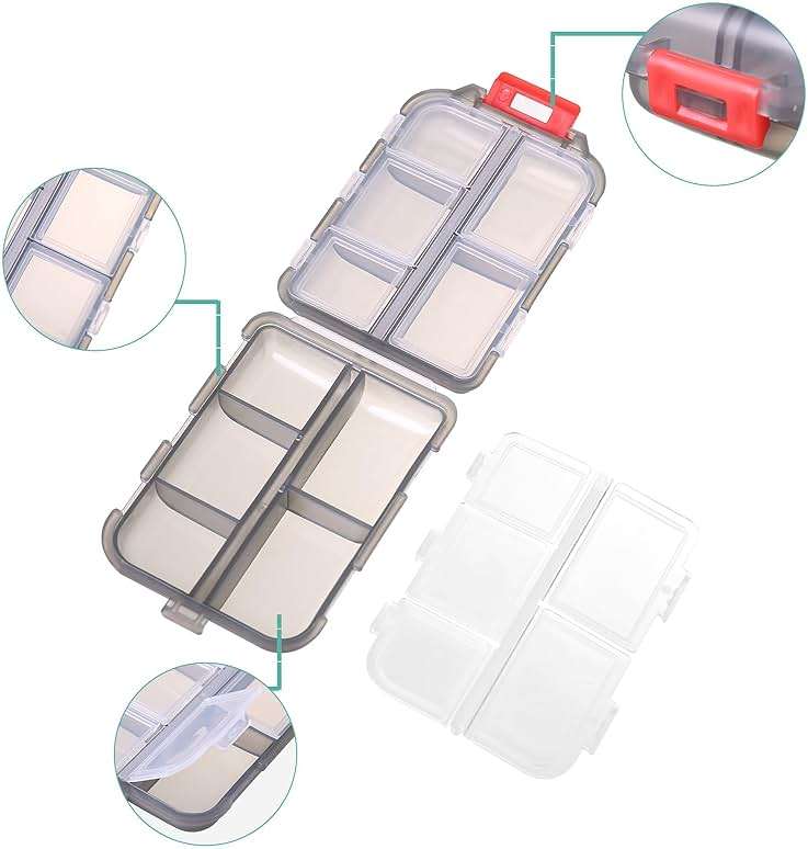 Zuihug 1Pack Travel Pill Organizer - 10 Compartments Pill Case, Compact and Portable Pill Box, Perfect for On-The-Go Storage, Pill Holder for Purse Gray - Image 5