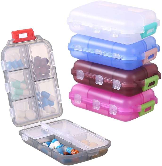 Zuihug 1Pack Travel Pill Organizer - 10 Compartments Pill Case, Compact and Portable Pill Box, Perfect for On-The-Go Storage, Pill Holder for Purse Gray - Image 9