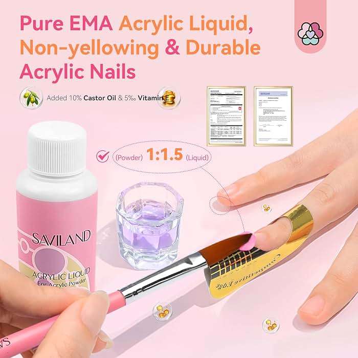 SAVILAND Acrylic Nail Kit with Drill: Professional Acrylic Nail Set for Beginners with Everything U V Light 3 Colors Gel Polish Decorations Nails Tools for Home Salon Use Christmas Gift Set - Image 4