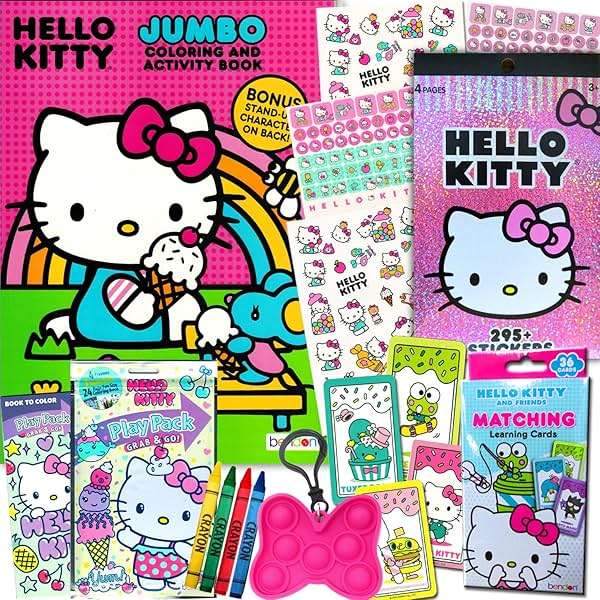 Hello Kitty Coloring and Acitivty Book Super Bundle for Kids, Girls – Set Includes Stickers, Kids Coloring Book and More - Image 1