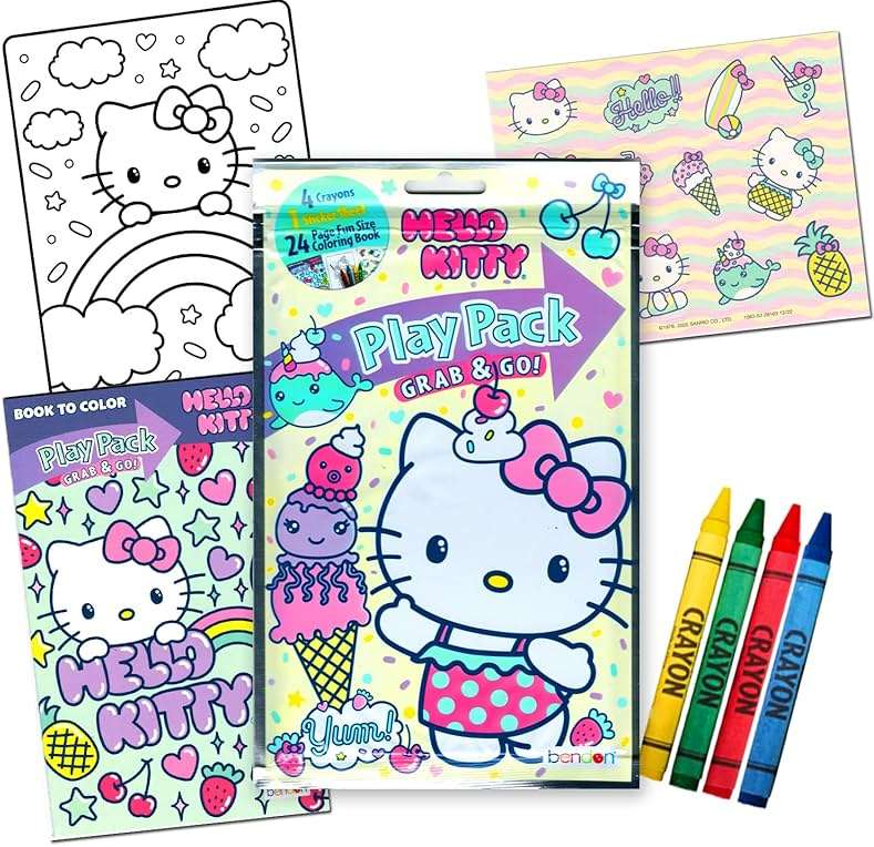 Hello Kitty Coloring and Acitivty Book Super Bundle for Kids, Girls – Set Includes Stickers, Kids Coloring Book and More - Image 4
