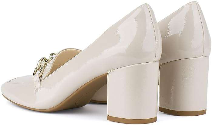 JENN ARDOR Heeled Loafers for Women Block Heel Loafers Comfortable Square Toe Chunky Pumps for Women Work Heels Office Shoes Ladies Professional Classy Dressy Shoes with Chain - Image 7