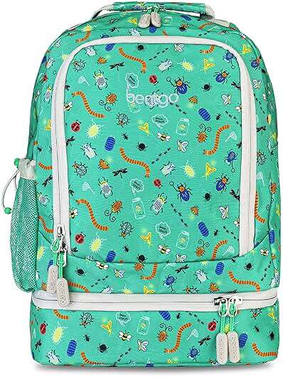 Bentgo Kids 2-in-1 Backpack & Insulated Lunch Bag - Durable 16” Backpack & Lunch Container in Unique Prints for School & Travel - Water Resistant, Padded & Large Compartments (Bug Buddies) - Image 1