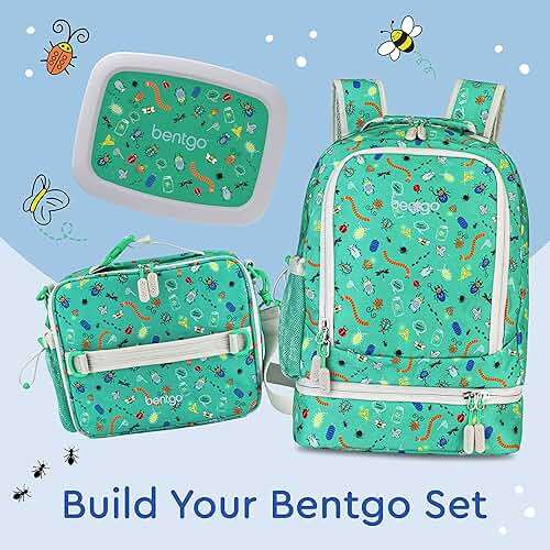 Bentgo Kids 2-in-1 Backpack & Insulated Lunch Bag - Durable 16” Backpack & Lunch Container in Unique Prints for School & Travel - Water Resistant, Padded & Large Compartments (Bug Buddies) - Image 5
