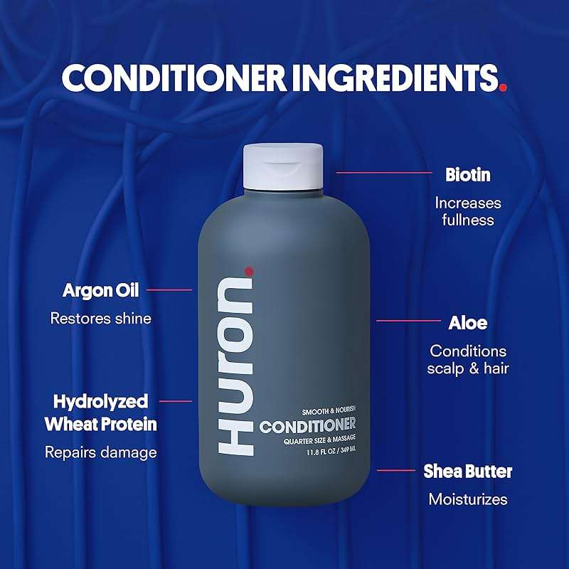 Huron Hair Duo for Men and Women Shampoo & Conditioner Set with Citrus + Juniper Scent, Hydrating & Strengthening Hair Wash & Frizz Control Treatment, Phthalate-Free, Non-Toxic, 11.7 Fl Oz (Pack of 2) - Image 7