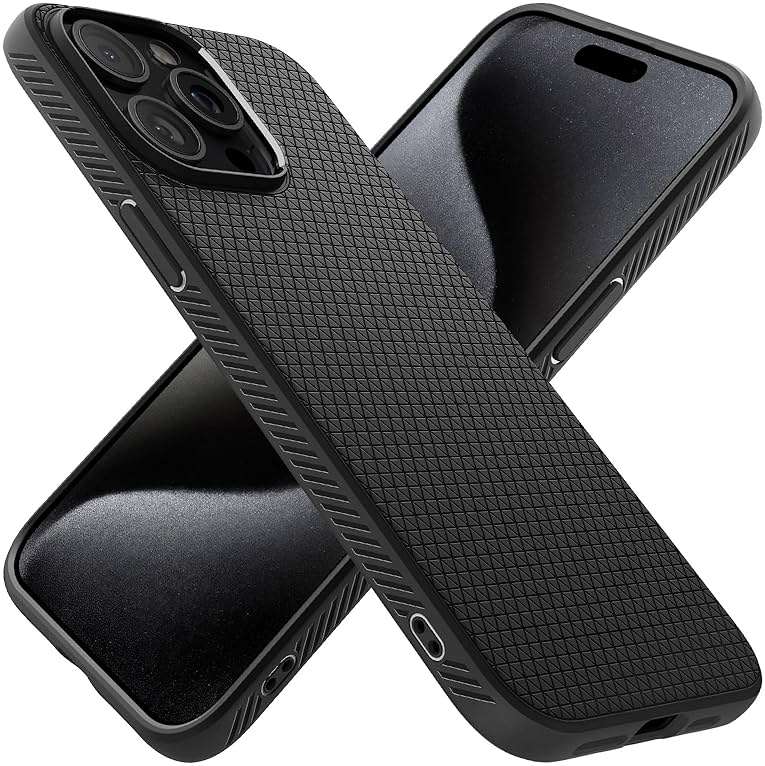 Spigen Liquid Air Designed for iPhone 15 Pro Max Case (2023) [Military-Grade Protection] - Matte Black - Image 1