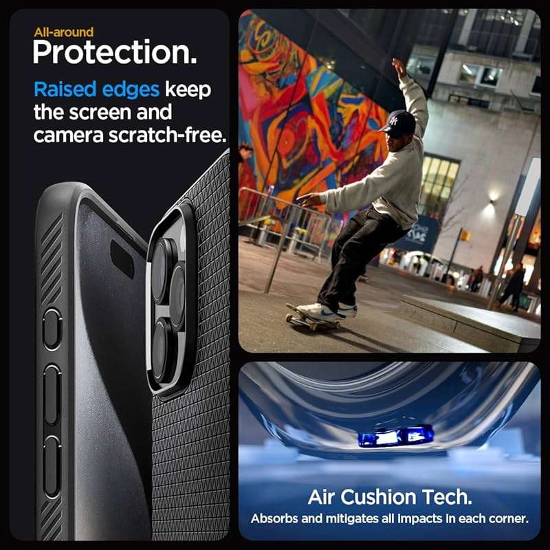 Spigen Liquid Air Designed for iPhone 15 Pro Max Case (2023) [Military-Grade Protection] - Matte Black - Image 5