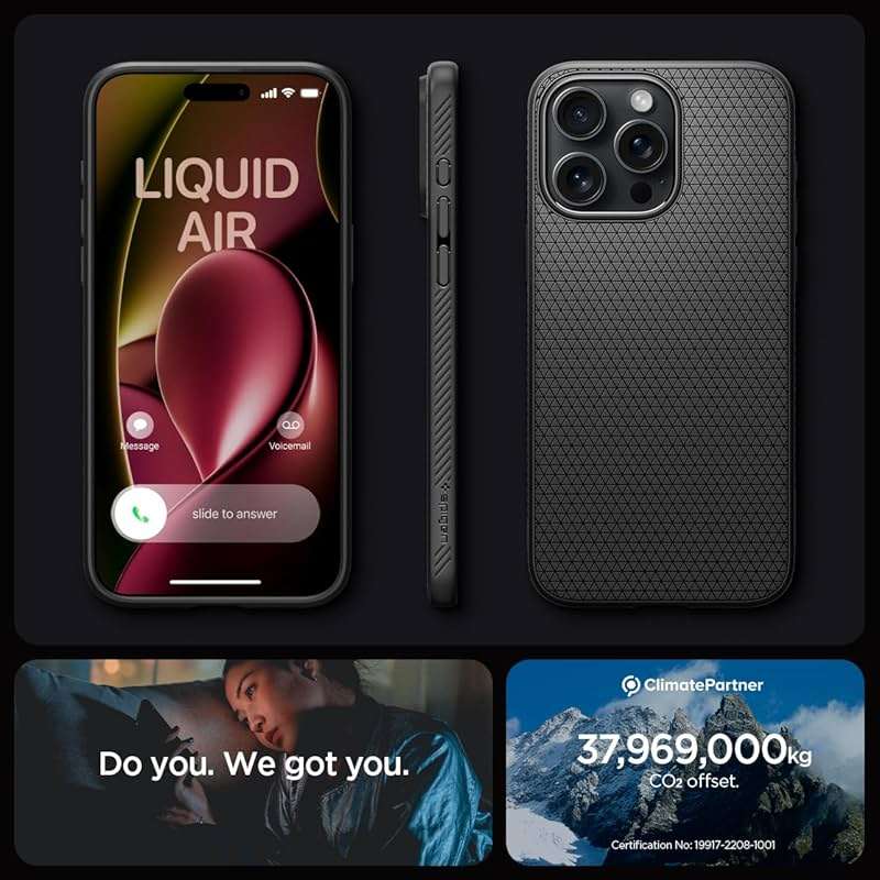 Spigen Liquid Air Designed for iPhone 15 Pro Max Case (2023) [Military-Grade Protection] - Matte Black - Image 7