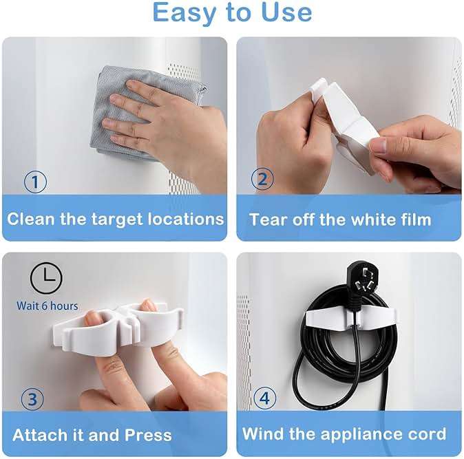 Lancord Cord Organizer for Appliances, 8 Pack Upgraded Kitchen Appliance Cord Organizer Stick On Appliance Wire Organizer Wire Wrapper for Kitchen Appliances Mixers, Coffee Maker, Pressure Cooker - Image 5