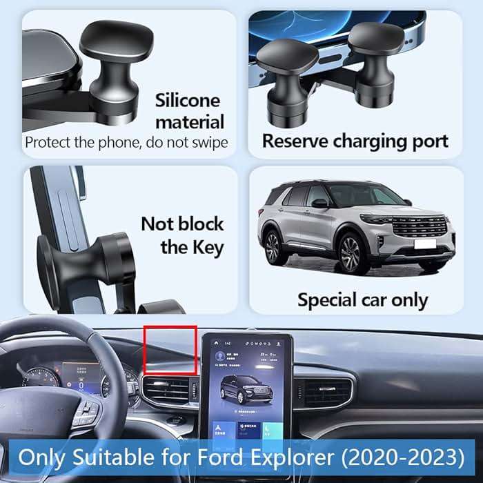 LUNQIN Car Phone Holder Mount for 2020 2021 2022 2023 2024 Ford Explorer Auto Accessories Interior Decoration Mobile Cell Smartphone Bracket - Image 5