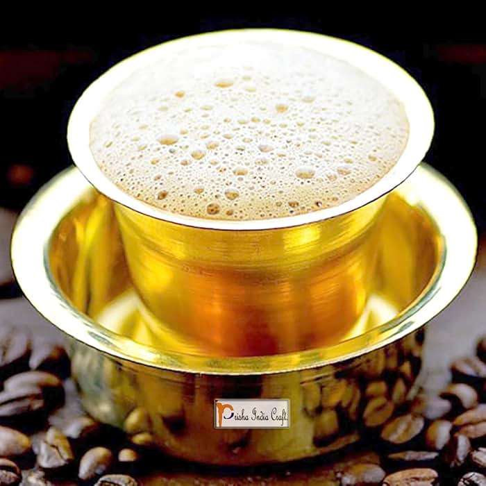 Prisha India Craft Brass Dawara Tumbler| Dabara|Tumbler for Serving Filter Coffee/Tea, Golden Color Cup Set - Image 2