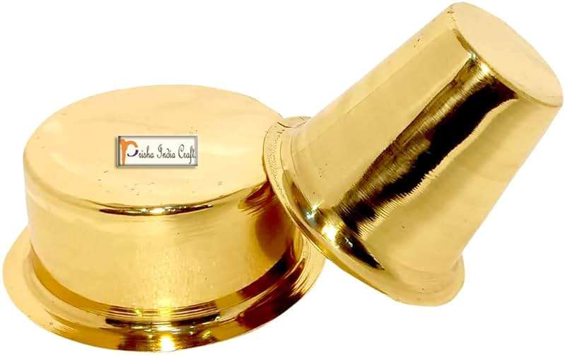 Prisha India Craft Brass Dawara Tumbler| Dabara|Tumbler for Serving Filter Coffee/Tea, Golden Color Cup Set - Image 3