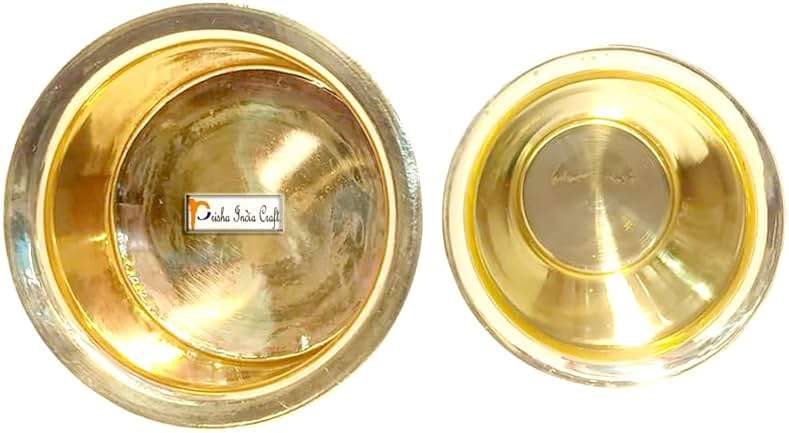 Prisha India Craft Brass Dawara Tumbler| Dabara|Tumbler for Serving Filter Coffee/Tea, Golden Color Cup Set - Image 4