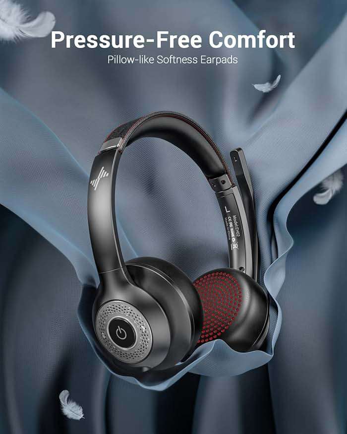 JIAMQISHI Wireless Headset with Mic for Work, Bluetooth V5.2 Headphones with AI Noise Cancelling Microphone, USB Dongle, Clear Calls & Mic Mute, for Laptop, PC, iPhone & Android Phones - Image 4