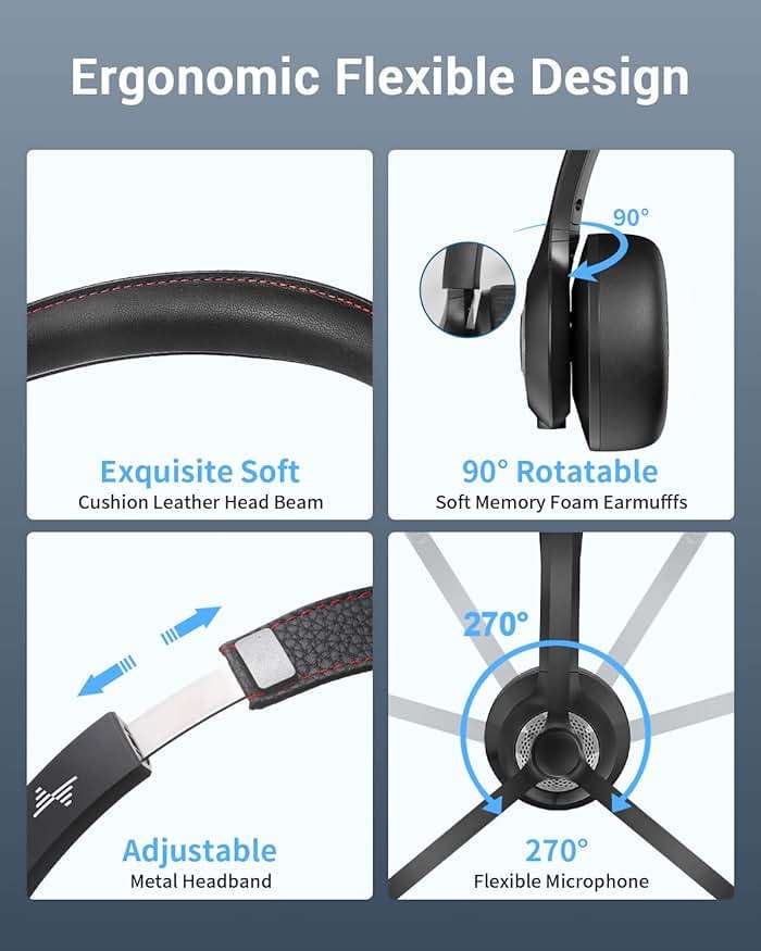 JIAMQISHI Wireless Headset with Mic for Work, Bluetooth V5.2 Headphones with AI Noise Cancelling Microphone, USB Dongle, Clear Calls & Mic Mute, for Laptop, PC, iPhone & Android Phones - Image 6