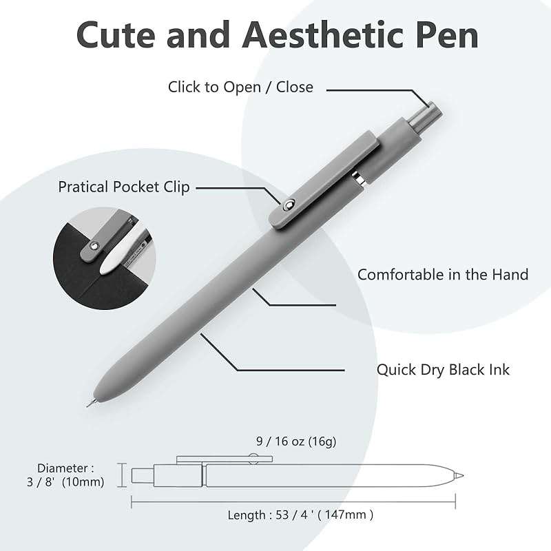 MIUTME 6Pcs Gel Pens, Retractable Gel Pens Quick Dry Ink Pens Fine Point Premium Smooth Writing Pens, Aesthetic Pens for School & Office Supplies - Image 3