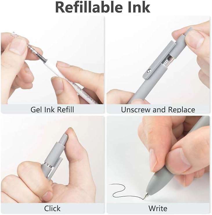 MIUTME 6Pcs Gel Pens, Retractable Gel Pens Quick Dry Ink Pens Fine Point Premium Smooth Writing Pens, Aesthetic Pens for School & Office Supplies - Image 4