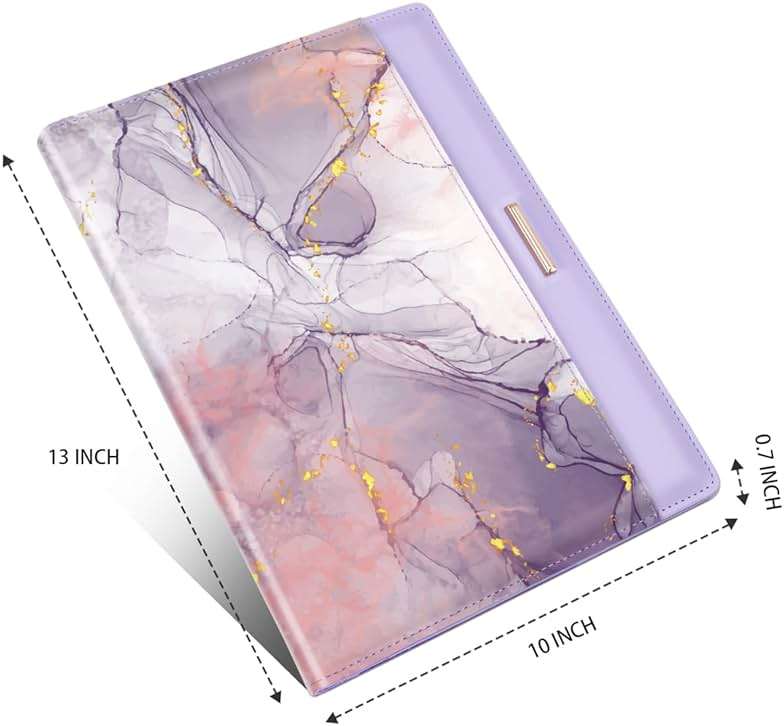 Padfolio/Resume Portfolio Folder for Women Men, WAVEYU Cute Chic Padfolio Cover Folder, Conference/Legal Document Organizer with Letter/A4 Size Clipboard, Document Sleeve, Purple Marble - Image 3
