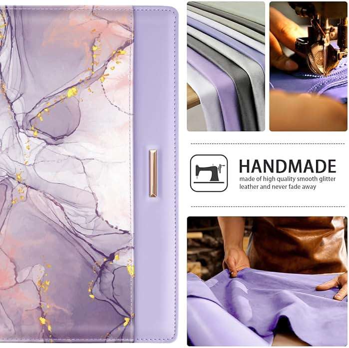 Padfolio/Resume Portfolio Folder for Women Men, WAVEYU Cute Chic Padfolio Cover Folder, Conference/Legal Document Organizer with Letter/A4 Size Clipboard, Document Sleeve, Purple Marble - Image 5