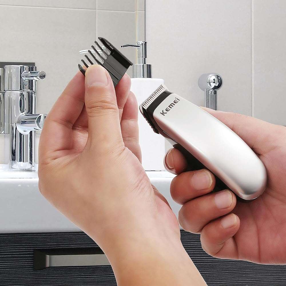 KEMEI Mini Hair Trimmer Compact, Portable Cordless Clipper for Men and Women, Precision Haircut and Shaving Tool Silver, Battery Powered and Travel Friendly - Image 5