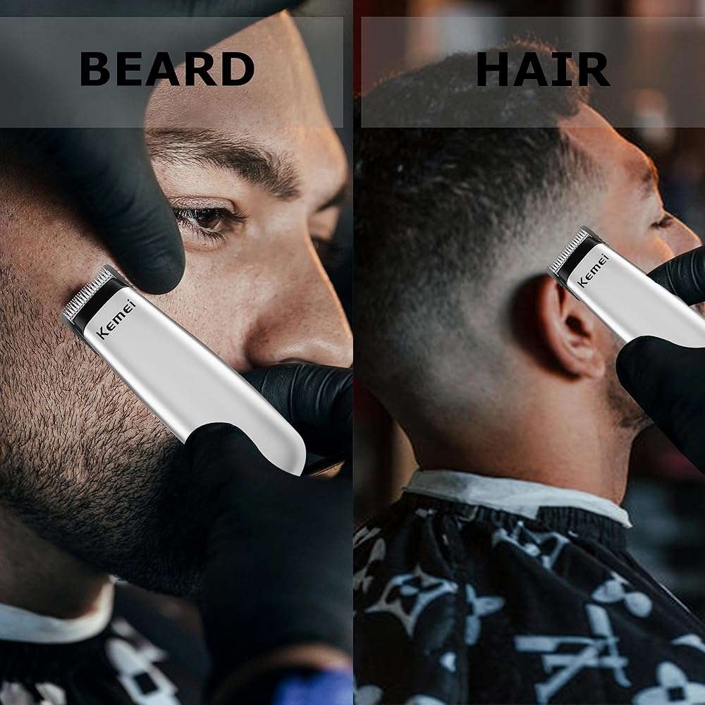 KEMEI Mini Hair Trimmer Compact, Portable Cordless Clipper for Men and Women, Precision Haircut and Shaving Tool Silver, Battery Powered and Travel Friendly - Image 7