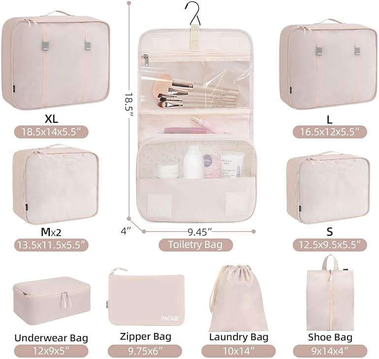 BAGAIL 6 Set/8 Set/10 Set Packing Cubes Various Sizes Packing Organizer for Travel Accessories Luggage Carry On Suitcase - Image 2