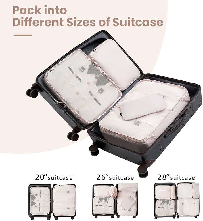 BAGAIL 6 Set/8 Set/10 Set Packing Cubes Various Sizes Packing Organizer for Travel Accessories Luggage Carry On Suitcase - Image 7