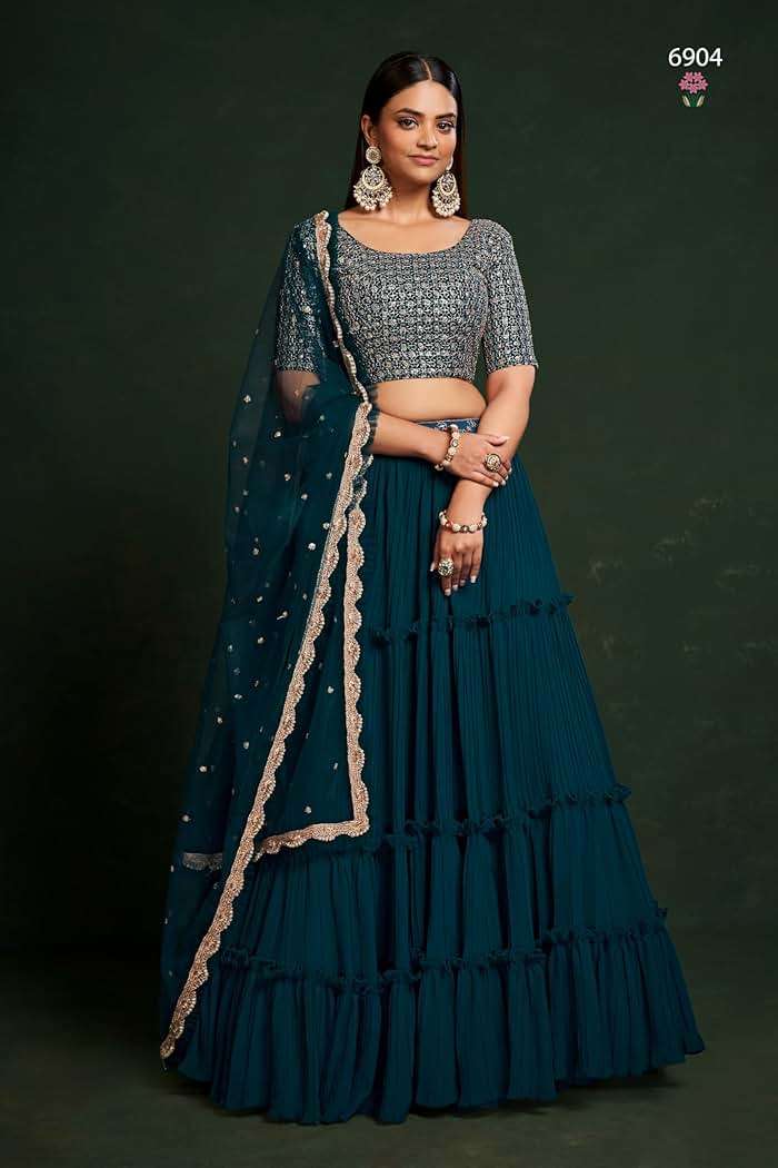 The kurti bazaar Special Event Wear Lehnga Choli with Jacket Paksitani Party Wear Customize Stitched Blouse Skirt Choli (Choice 2, (8 US Medium (Chest-40 Waist-36 Hips 42)) - Image 2