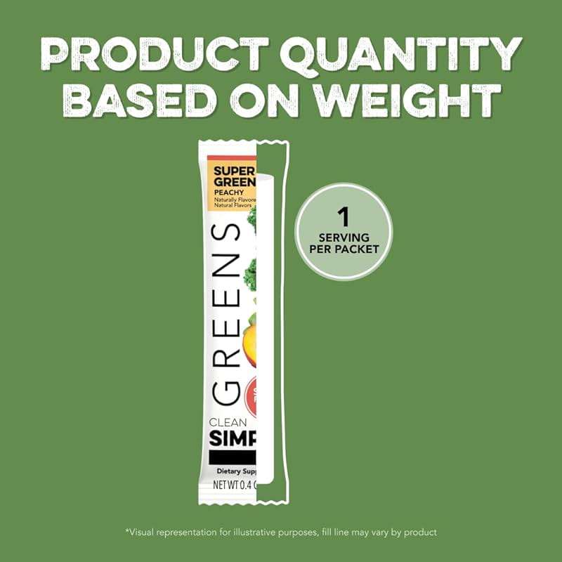 Clean Simple Eats Greens Variety 10 Pack, Greens Powder Mix, Packed with Superfoods Chlorella & Spirulina, Includes 5 Delicious Flavors: Peachy, Green Apple, Raspberry Lemonade, Sweet Lemon & Tropical - Image 5