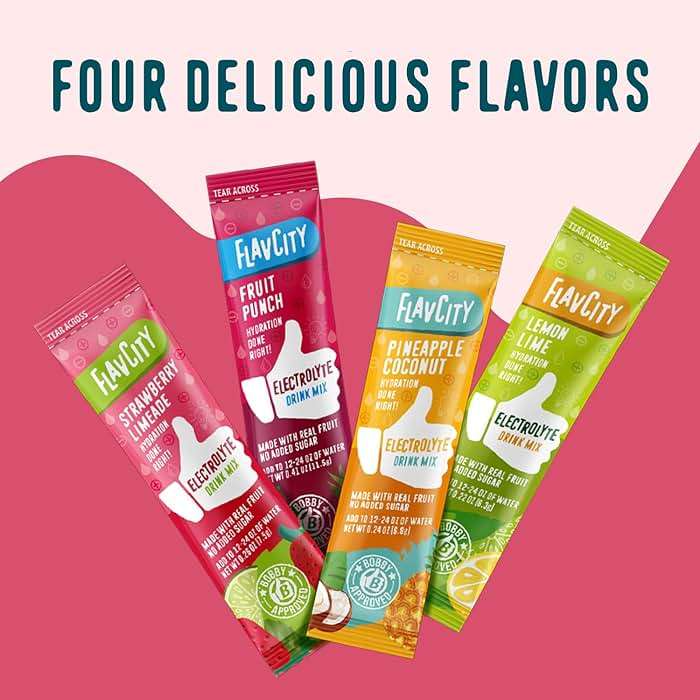 FlavCity Strawberry Limeade Electrolytes Powder Packets - 28 Hydration Packets - No Added Sugar - Hydration Powder with Real Fruit & Unrefined Sea Salt - Keto & Gluten-Free (28 Stick Packs) - Image 7